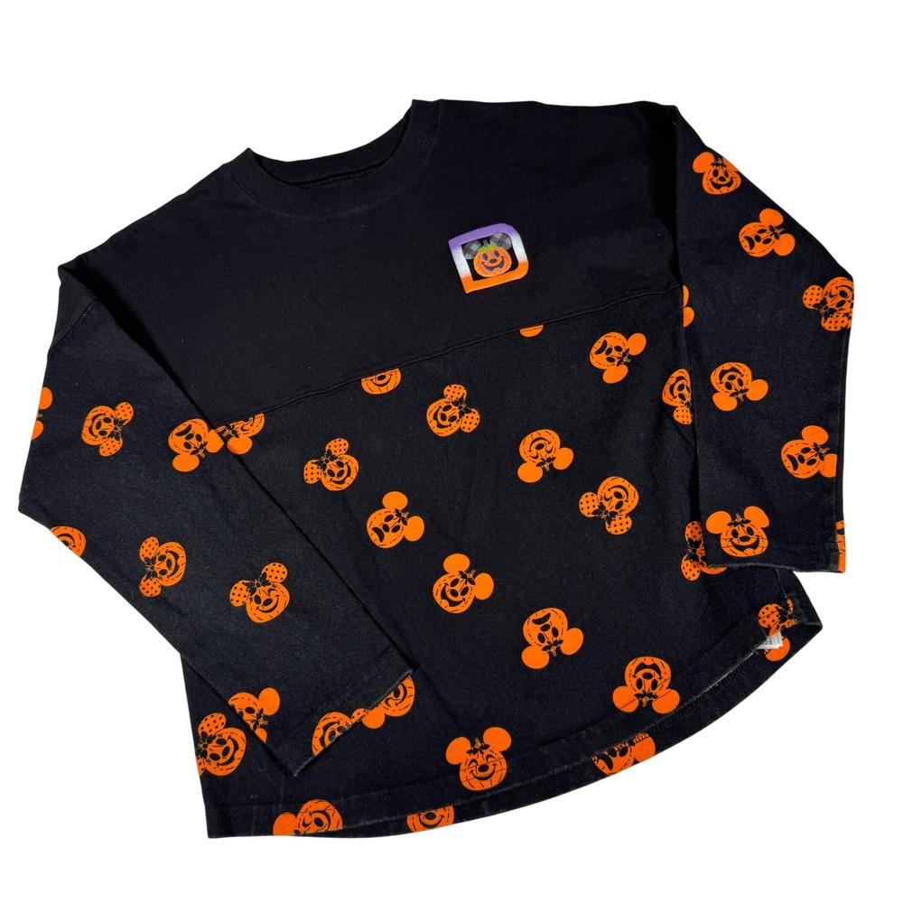 Disney Parks Mickey Minnie Pumpkin Halloween‎ Spirit Jersey Kids 11/12 Black